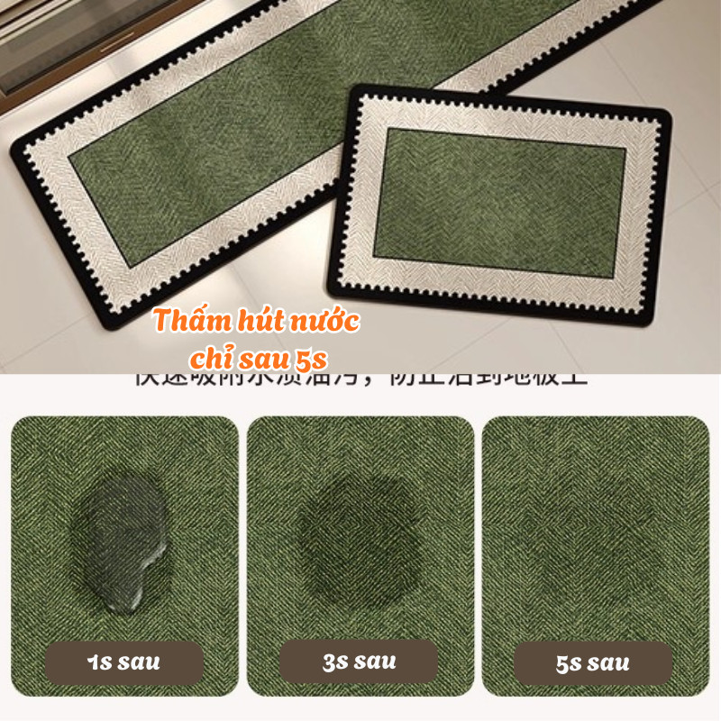 Bộ 2 Thảm Trải Sàn Nhà Bếp Siêu Thấm Hút DINO - Thảm Lau Chân Chống Trơn Trượt, Decor Phong Cách Bắc Âu Hiện Đại