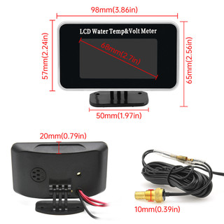 Đồng hồ đo nhiệt độ nước 2 trong 1 12V 24V Máy đo điện áp LCD kỹ thuật số Đồng hồ đo nhiệt độ nước với cảm biến 1 / 8NPT Phụ kiện ô tô