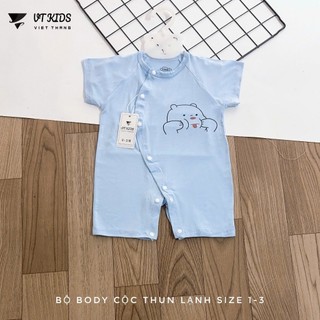 Bộ Body Cộc Tay Thun Lạnh Size 1-3 cho Bé Sơ Sinh với Thiết Kế Gấu Dễ Thương Màu Sắc Đa Dạng