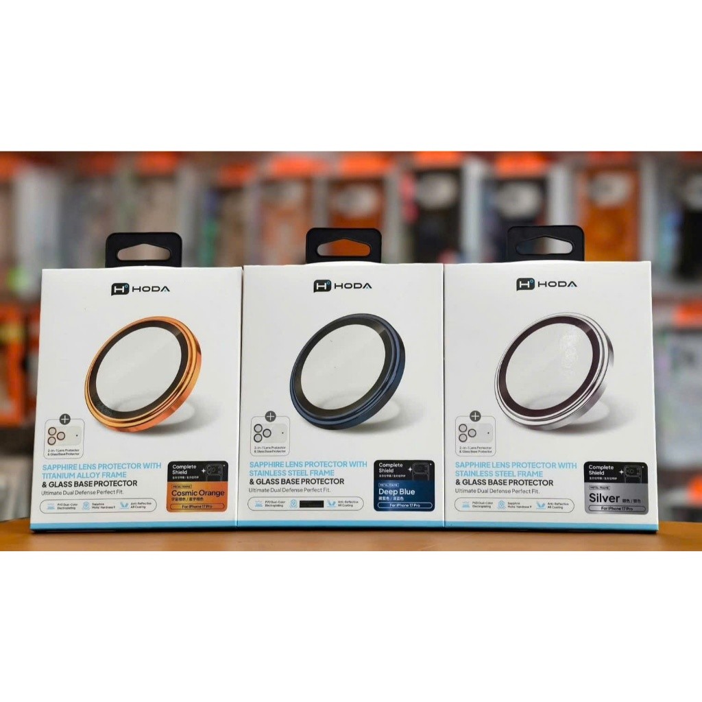 [Chính Hãng] Cụm Kính Cường Lực Camera Hoda Sapphire 2in1 Cho iPhone 17 Pro / 17 Pro Max - Bảo Về Full Mắt Và Đế Camera