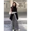 Áo vest không tay và áo sơ mi nữ thiết kế Sense Split Classy, phù hợp với quần ống rộng sọc