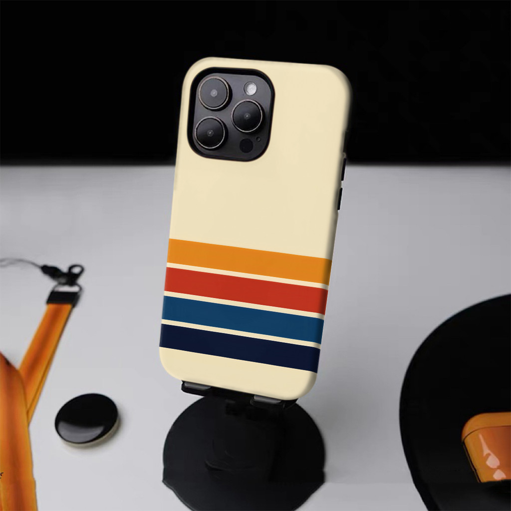 Sọc Vàng Đơn Giản Thích Hợp Cho iPhone 17Promax 16Pro 15 11 12 13 14 xs XR 17Air Vỏ Cứng Hai Lớp Chống Sốc UWZZ