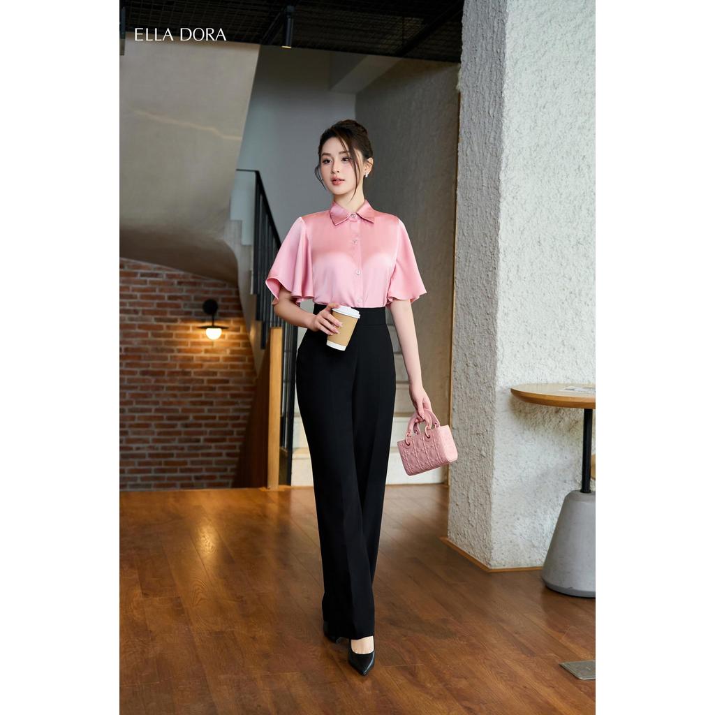 Quần công sở nữ ELLA DORA thiết kế ống suông cạp cao form ôm thanh lịch sang trọng màu ĐEN [Q16]