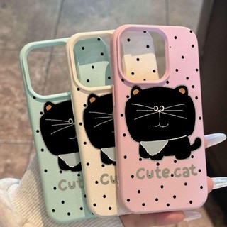 DànhCho IPhone 17 16 15 14 13 12 11ProMax XR XS Max 7Plus Dễ thương lớn mặt mèo da vân trường hợp điện thoại