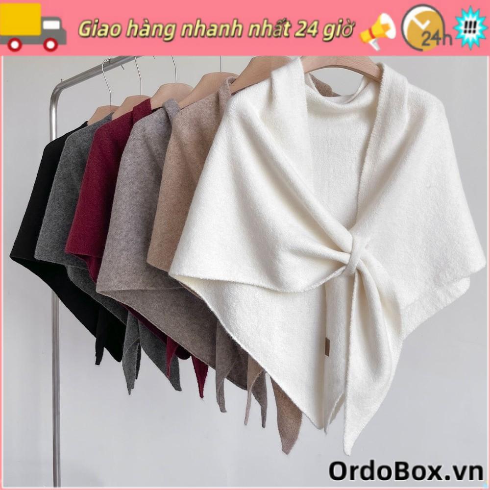 Khăn choàng tam giác ORDOBOX dệt kim dày màu trơn, mềm mại và ấm áp cho mùa đông