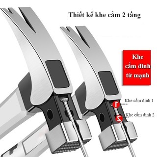 Búa đóng đinh nguyên khối búa sừng dê có từ tính mạnh khe cắm đinh chuyên đóng nhổ