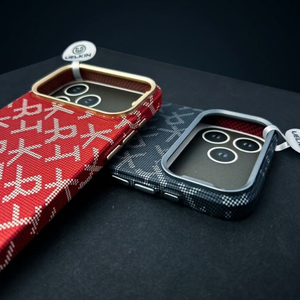 [Chính Hãng] Ốp Lưng Họa Tiết UELKIN ARAMID FIBER Cho iPhone 17 Pro Max - Vân Dệt Chống Sốc, Vòng Từ Tính Sạc Không Dây
