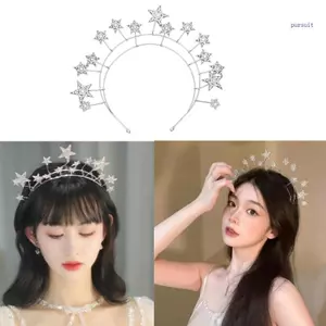 Bộ vest cô dâu với trang sức tiara đá nhân tạo thiết kế hình ngôi sao, mũ trang sức tiara cho ngày cưới