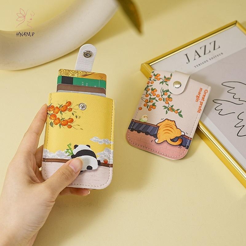 HNKMP Phim Hoạt Hình Nhiều Lớp Che Khuyết Điểm Ví Thẻ Mini RFID Áo Kéo Ra Loại Đựng Thẻ ID 4 Thẻ Nhà Thơ Ví Da PU.