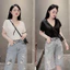Áo phông cổ tim tay ngắn nữ TT 4 mùa💋Áo thun cổ tim nữ tay hến💋[freeship] Linh Tây.Clothing