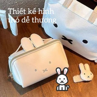 Túi đựng đồ trang điểm thỏ PU Hộp đựng mỹ phẩm Dung tích lớn Du lịch hàng ngày Túi đựng đồ dễ thương