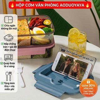 Hộp Cơm Trưa Bento An Toàn Lò Vi Sóng Chống Rò Rỉ 3 Ngăn Hộp Đựng Thực Phẩm Văn Phòng Trường Học Chuẩn Bị Bữa Ăn