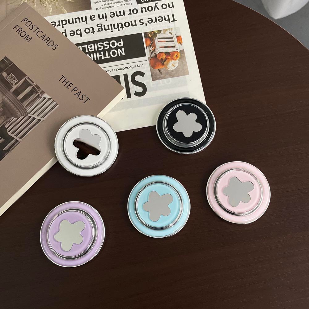 Popsocket Gương Họa Tiết Hoa Nam Châm Có Thể Gập Lại Giá Đỡ Điện Thoại Nam Châm