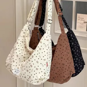 Bánh bao vải nhung dung tích lớn Phong cách Hàn Quốc Một vai Học sinh Lớp đi lại Cross-Body 26.4.27
