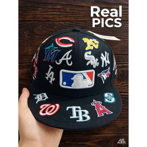 Mũ Snapback MLB 59Fifth màu đen, logo đội toàn bộ, dành cho fan NFL và NBA