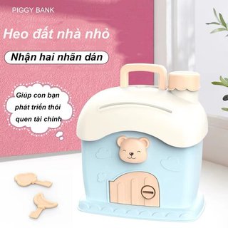 Trẻ Em Đồng Xu Ngân Hàng Nhà Hình Hộp Đựng Tiền Nhựa Hộp Bảo Quản Đồ Chơi Tiết Kiệm Quà Tặng Tím Xanh