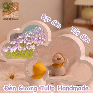 Tulip Gương Đèn Ngủ Handmade Acrylic LED Phòng Ngủ Trang Trí Bàn Làm Việc Phát Sáng Mềm Quà Tặng DIY