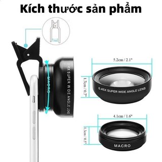 Ống kính điện thoại Macro góc rộng Kính quang học 2 trong 1 Hợp kim nhôm DSLR Phong cách Android IPhone