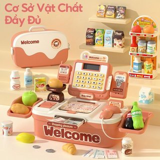 Đồ chơi máy tính tiền cho trẻ em 46 chiếc Giả vờ siêu thị Playset ABS Bộ đồ chơi nhập vai giáo dục
