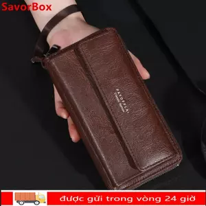 Túi ly hợp SAVORBOX, Ví dài có dây kéo PU, Thẻ đa năng thời trang Dung lượng lớn Hộp đựng thẻ hai lớp dành cho sinh viên