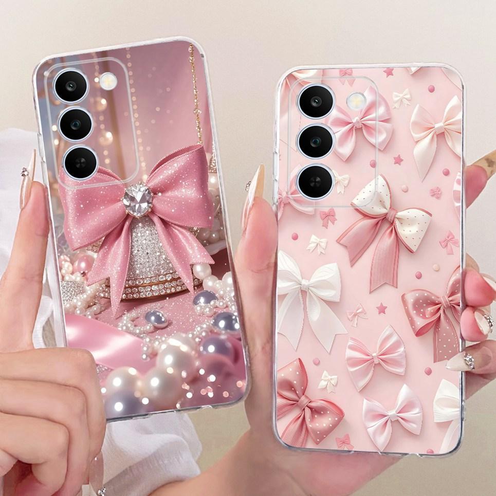 Nơ Họa Tiết Trái Tim Tình Yêu Mèo Dễ Thương Ốp lưng Realme C83 C100 P4 Lite 5G Realme C100i 4G Vỏ Mềm Trong Suốt Silicon Ốp Lưng