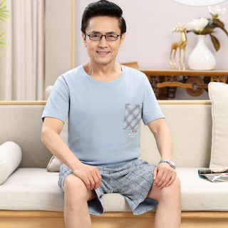 Bộ đồ ngủ cotton cho nam trung niên và người cao tuổi, quần short ngắn tay thoáng mát