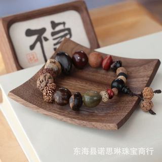 Vòng tay đá tự nhiên với hạt bồ đề, mã não đỏ, và kim cương hình ngôi sao mặt trăng - CEY4