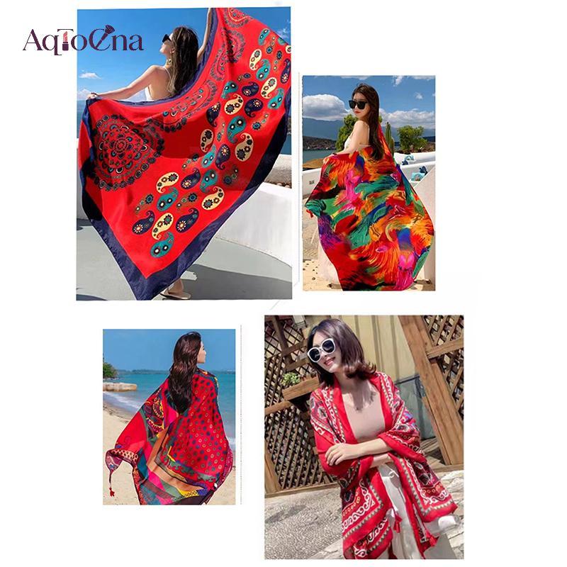 AqToCna 8 Kiểu 85x180cm Du Lịch Đi Biển Khăn Choàng Bikini Khăn Choàng Lớn Sarong Quấn Khăn Nữ Đồ Bơi Brazil Tắm Che đậy AqToCna