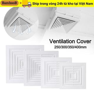 Lưới tản nhiệt thông hơi BAMBOOB, Vỏ thông gió bằng nhựa vuông, có nắp hoạt động im lặng Vỏ quạt xả màu trắng Phòng tắm