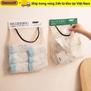 Túi lưới treo nhà bếp ESSENCEH, Túi đựng rau quả có thể tái sử dụng treo tường, Túi lưu trữ dung tích lớn bằng vải Polyester