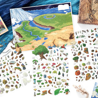 ENWEI 4 Cái [Dim Continent Series] Nhãn dán phong cảnh 3D Chống nước Bờ biển cực lớn Vương quốc ngọc lục bảo rừng cho tạp chí Đồ dùng lưu niệm