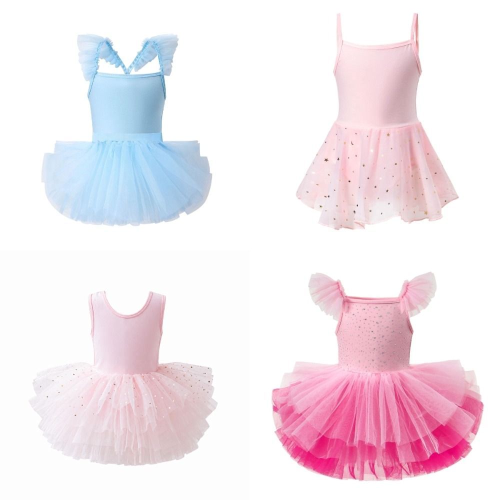 IFASIN Váy múa ba lê bé gái, Đầm hoàng tử Sequin Đầm ba lê TuTu, Dây đeo chéo chuyên nghiệp Váy khiêu vũ ngắn tay phồng dự tiệc chụp ảnh
