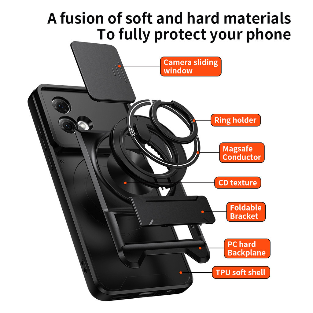 Ốp Điện Thoại Đa Năng Sang Trọng Thích Hợp Cho Motorola G84 G54 G53 G13 G23 4G 5G Dây 360°Giá đỡ vòng có vỏ máy ảnh Vỏ bảo vệ toàn diện chống sốc
