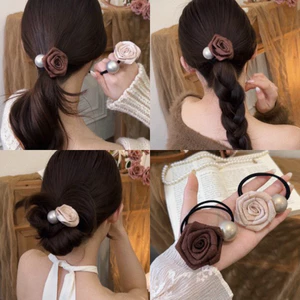 Hoa Hồng Khô Scrunchie Dây Buộc Tóc Cho Nữ Co Giãn Đuôi Ngựa Giá Đỡ Mới Phong Cách Trung Hoa Vintage Tóc Ruy Băng Boho Phụ Kiện Tóc