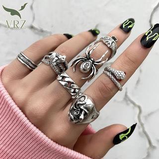 VRZ 7 Cái / bộ Punk Rắn Nhẫn Nữ Gothic Nhện Nam Trang Sức Thời Trang Quà Tặng Phụ Kiện HOT