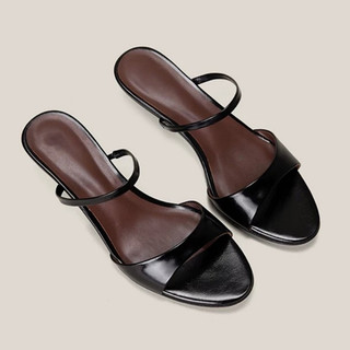 Giày Sandal Nữ Mũi Tròn Slip-On Dày Gót 35-42