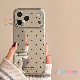 Ốp Lưng Cho IPhone 12 17 16 15 11 13 14 Pro Max 7 15 16 8 Plus XR XS MAX Ốp gương trang điểm họa tiết chấm bi cổ điển