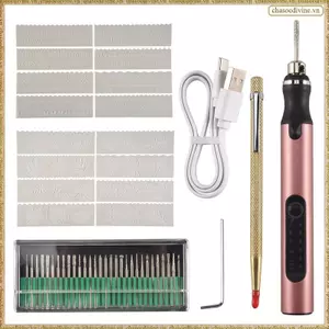 Bút khắc Mini không dây có thể sạc lại Bộ dụng cụ khắc DIY cho thủy tinh kim loại Gốm nhựa Trang sức gỗ Stencils A