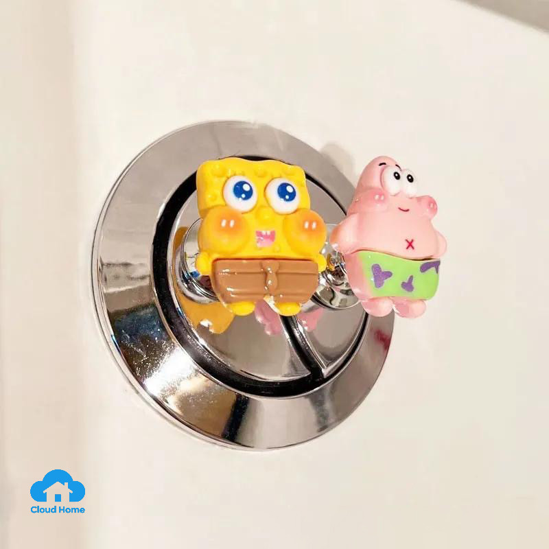 🌤️COD🌤️Spongebob Công Tắc Nhà Vệ Sinh Nút Tủ Tay Nắm Cửa Nhà Vệ Sinh Máy Bơm Nước Nắp Bấm Nút Trang Trí