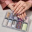 FAVORITEGOODS Dán Móng Tay, Họa Tiết Sọc Hiệu Ứng Sequin Lá Móng Tay, Hoa Chuyên Nghiệp Da Báo In Móng Tay Nghệ Thuật Dán Trang Trí Móng Tay
