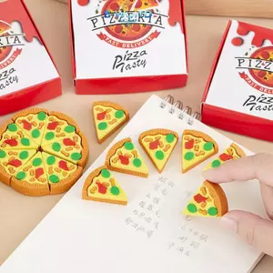 E-WOITD 7 Cái / hộp Hộp Sáng Tạo Hình Pizza Tẩy Bộ Sáng Tạo Dễ Thương Tẩy Cao Su Quà Tặng Trẻ Em Kawaii Trường Văn Phòng Phẩm E-WOITD