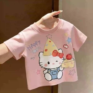 Áo thun ngắn tay hoạt hình dễ thương cho trẻ em Áo cổ tròn phong cách ngọt ngào