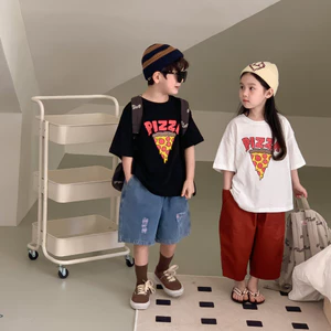 Áo thun trẻ em phong cách mùa hè Hàn Quốc dáng rộng in hình thường ngày