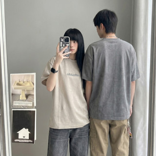 Áo thun LocalBrand unisex form boxy slim fit thêu minimalism vải nhung Premium Collection pdz01