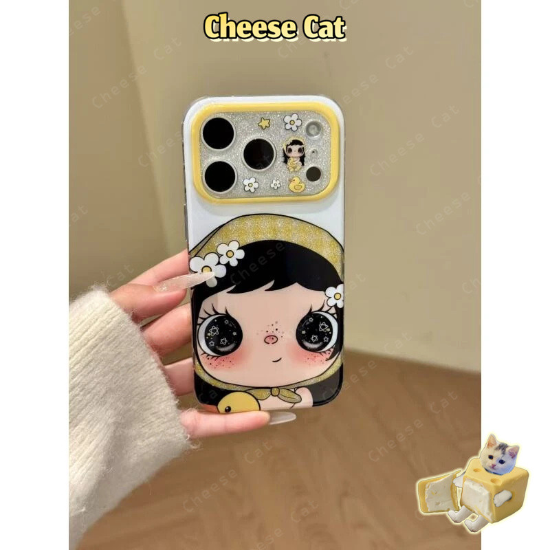 Ốp điện thoại bảo vệ họa tiết ống kính nơ dễ thương dành cho iPhone 13 12 11 14 15 16 Pro Max búp bê xu hướng thời trang