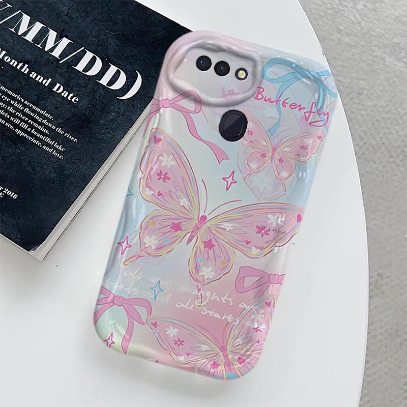 Ốp Lưng Cho OPPO A5S A12 F9 F9 Pro Phim Hoạt Hình Kem Cặp Đôi Bướm Mềm TPU 3D Sóng Silicon Vỏ Điện Thoại