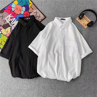 Áo sơ mi đơn sọc dọc sọc dọc cao cấp phong cách đường phố cổ điển dành cho nam và nữ
