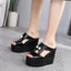 Mùa Hè Nêm Gót Dày Cá Miệng Dép Nữ Bên Trong Tăng Chiều Cao Bên Ngoài Mặc Flip-Flops 11cm Cao Gót R