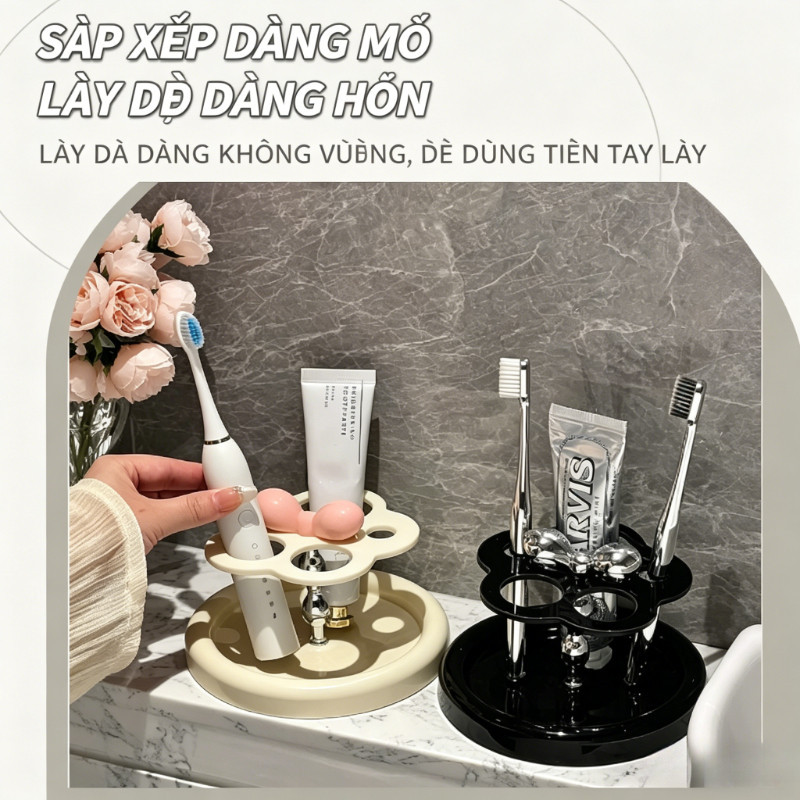Kệ để Bàn Chải Hình Hoa Bằng Gốm Sứ Cao Cấp, Phù Hợp Khách Sạn Và Gia đình, Tiết Kiệm Không Gian, Thanh Lịch