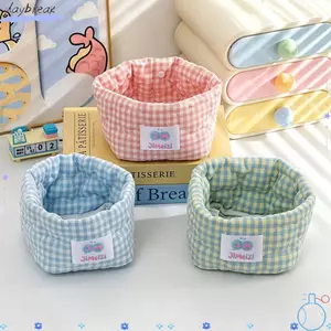 Giỏ đựng đồ DAYBREAK, Bộ sắp xếp máy tính để bàn bằng vải Gingham, Giỏ đựng đồ trang điểm đa chức năng chất lượng cao Ký túc xá phòng ngủ